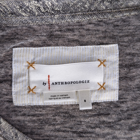 Anthropologie Sunday In Brooklyn Top Gold Metallic Flutter Sleeve - Picture 5 of 5